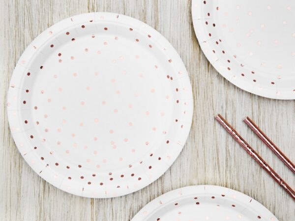 assiette rose gold et blanc