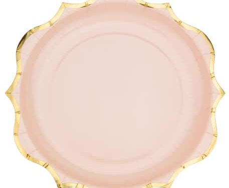 assiette rose poudré or 79504