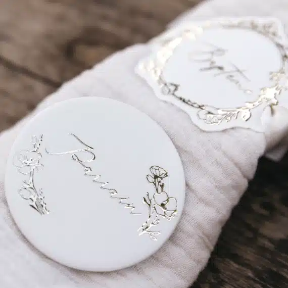 Badge Parrain/Marraine - Crème et Or- Lot de 2