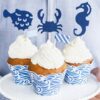Pics Cupcake - Thème mer- lot de 6