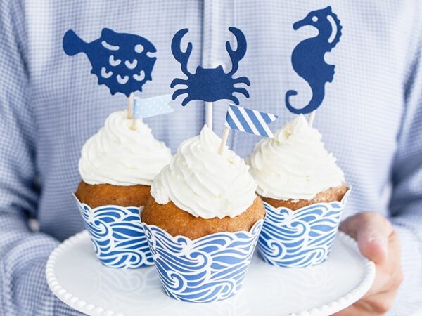 Pics Cupcake - Thème mer- lot de 6