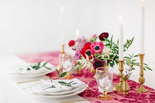 Chemin de table- Organza Bordeaux