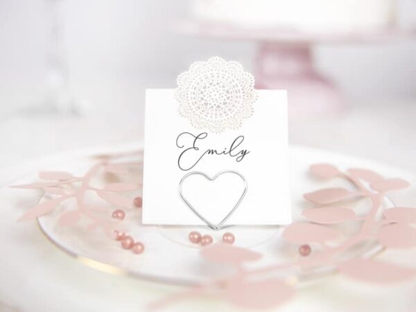 10 Supports marque-place- Coeur- Argent