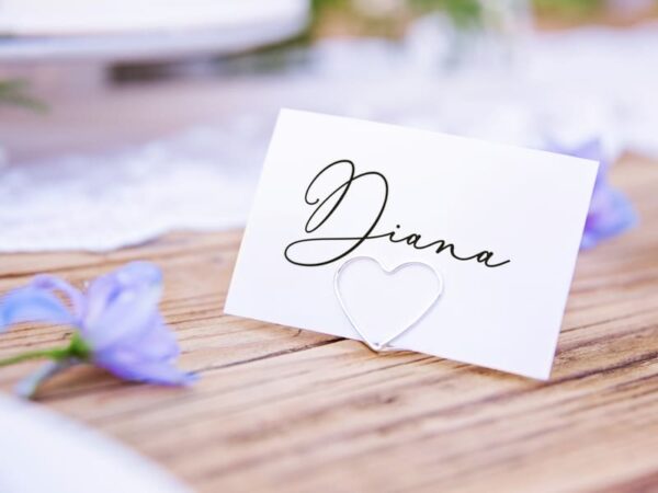 10 Supports marque-place- Coeur- Argent