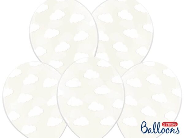Ballons-Cristal-Nuages blancs-Lot de 6