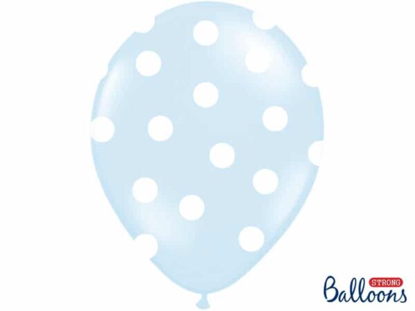 ballon bleu ciel-pois blancs