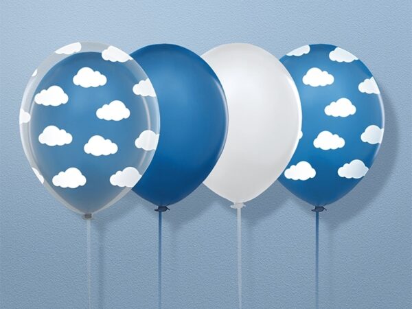 Ballons bleu-Nuage blanc-Lot de 6