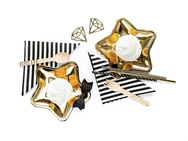 Couverts en bois - Motifs noirs - Lot de 18