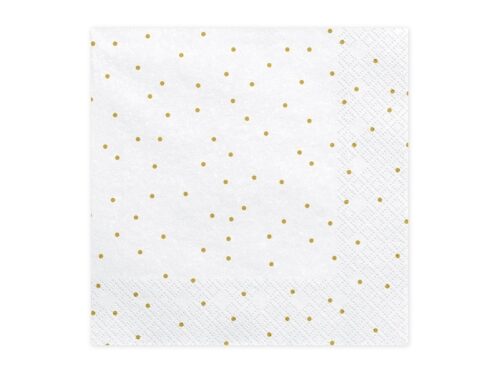 serviette papier blanc à pois dorés