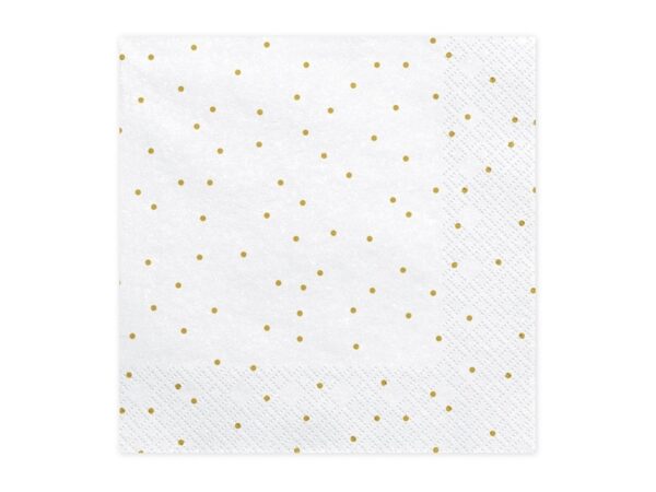 serviette papier blanc à pois dorés