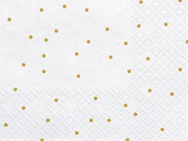 Serviettes en  papier blanc à pois dorés