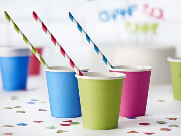 Pailles rayées - Jaune - Lot de 10