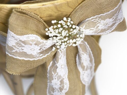 Housse de chaise jute et dentelle