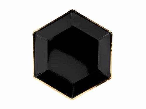 Assiette hexagonale - Noir/Or - Lot de 6