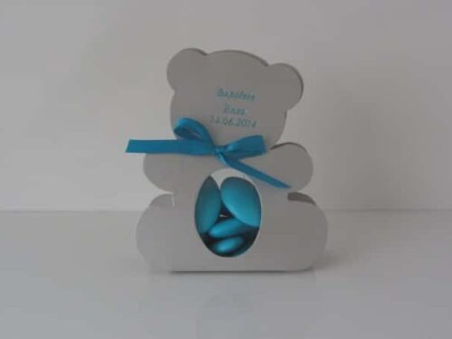 Contenant dragées ourson - Gris - Dragées baptême