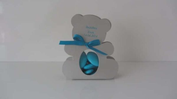 Contenant dragées ourson - Gris - Dragées baptême