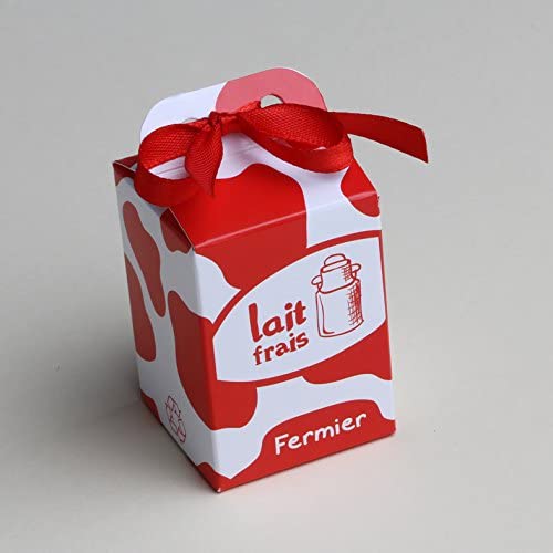 Contenant à dragées Brique de lait Rouge thème ferme