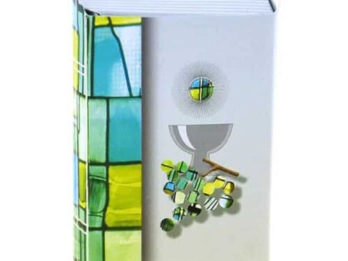 boite a dragees communion missel vitrail