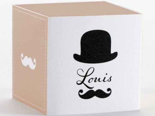 Boite à dragées moustache - cube