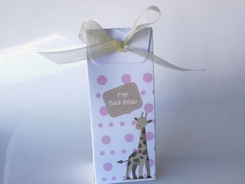 boite a dragées girafe rose