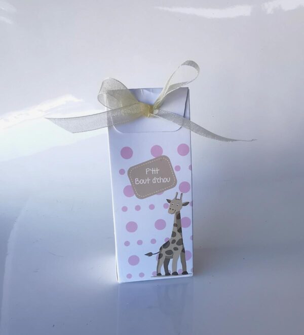 boite a dragées girafe rose