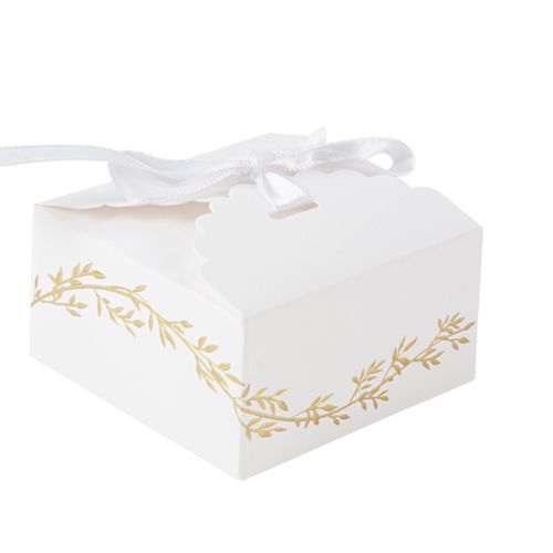 boite a dragées jolis brins blanc et or