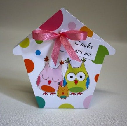 Dragées hiboux - Boite nichoir - Lot de 6