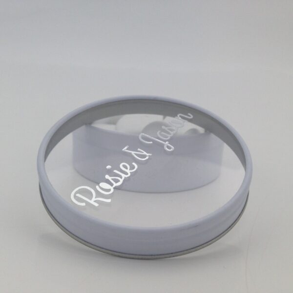 Boite à dragées métal ronde - Blanc - Avec fenêtre