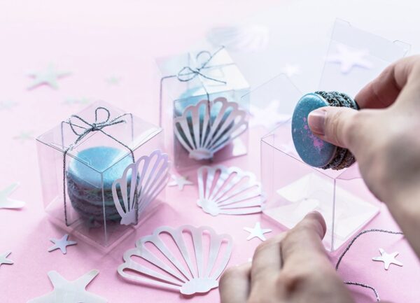 boite cube dragees transparente boite cube macaron