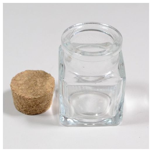 Pot carré en verre avec bouchon en liège