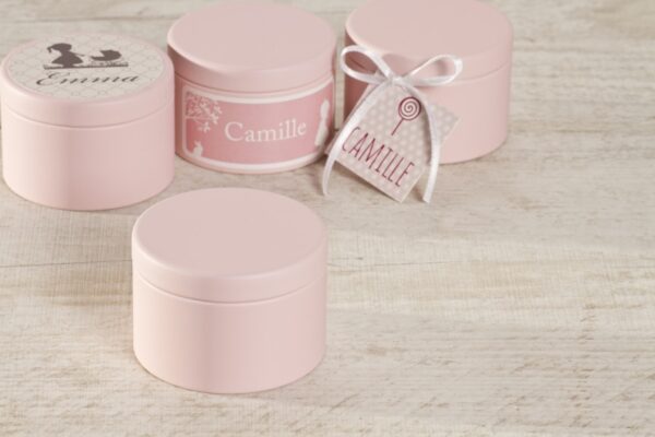 boite dragées métal rose poudré