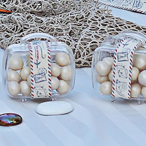 contenant dragees valise en plexi theme voyage