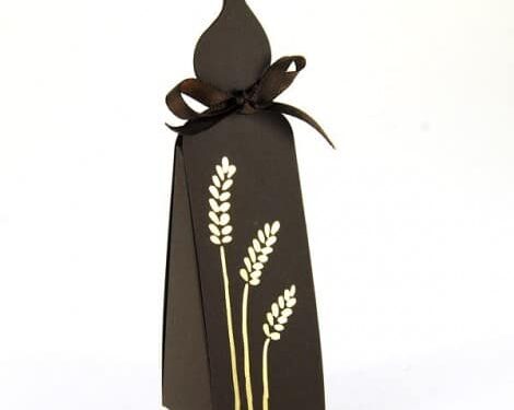 Boite à dragées communion - Bougie Marron/Or - Lot de 10