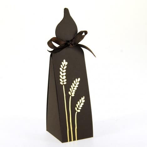 Boite à dragées communion - Bougie Marron/Or - Lot de 10