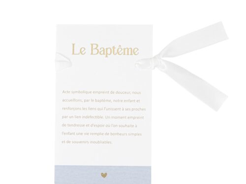 carte bapteme bleu blanc et or