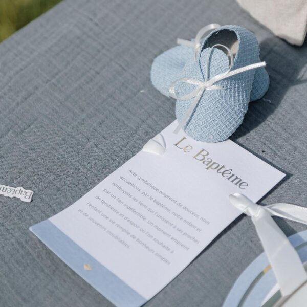 carte baptême bleu blanc or