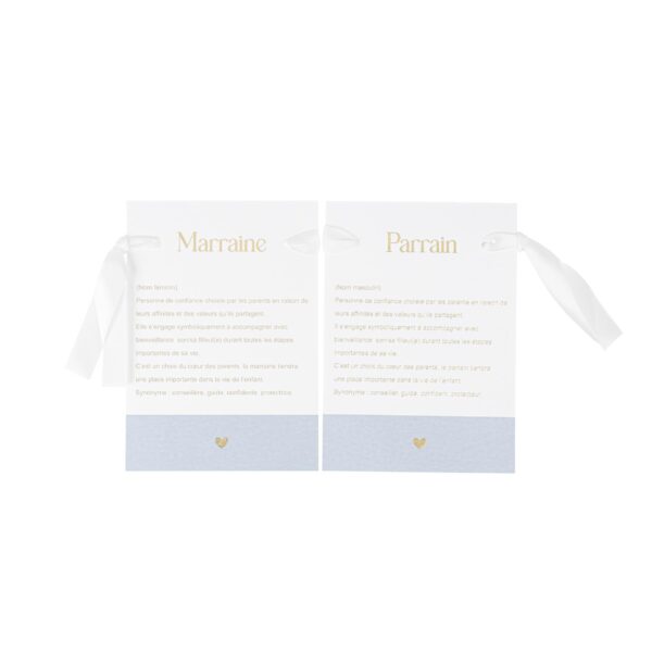 carte parrain marraine bleu blanc or