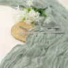 chemin_de_table_mariage_vert_sauge_cheesecloth gaz de coton