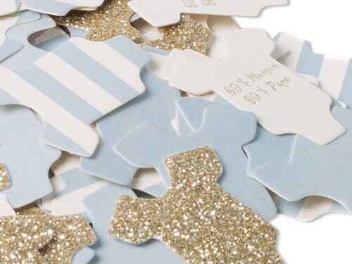 confettis body bleu ciel et or