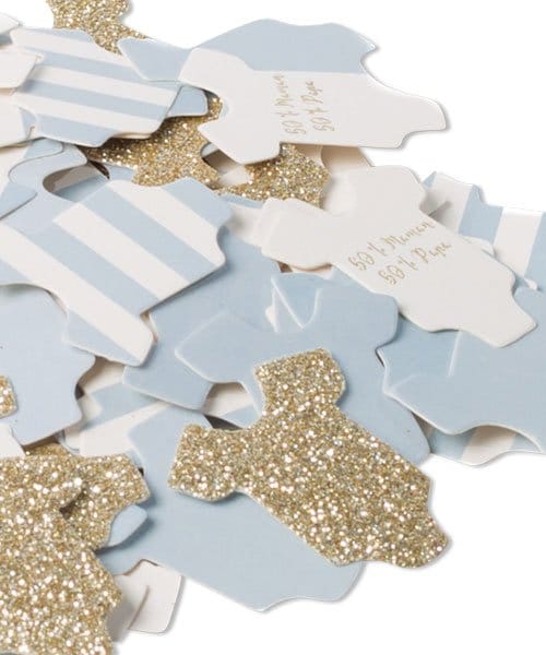 confettis body bleu ciel et or