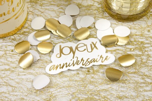 confettis or joyeux anniversaire or doré