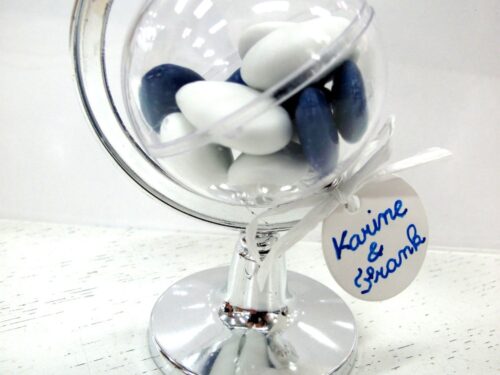 Contenant à dragées globe - Argenté - Plexi