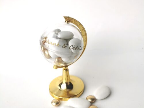 contenant dragees globe doré