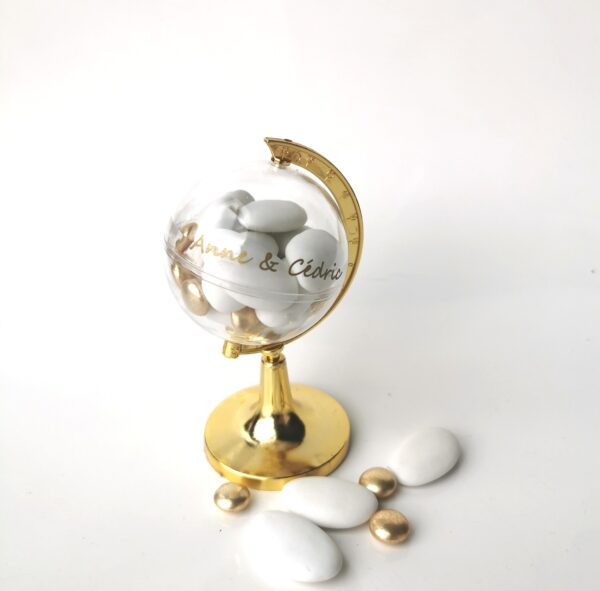 contenant dragees globe doré