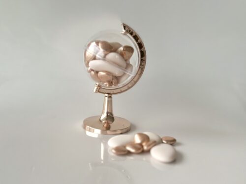 contenant dragées globe rose gold cuivre
