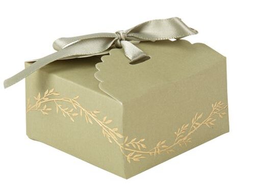 contenant dragées vert sauge et or