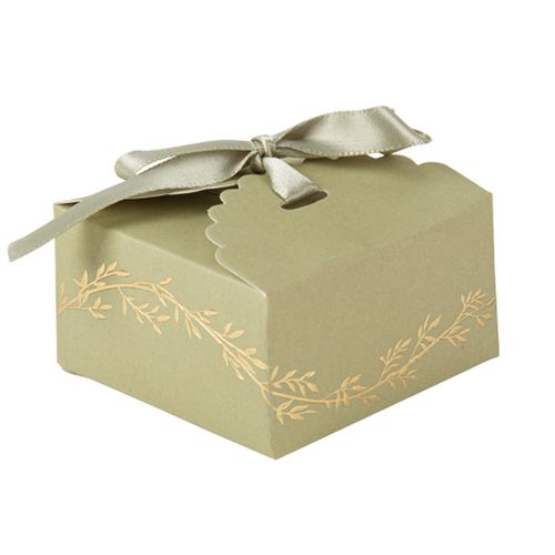 contenant dragées vert sauge et or