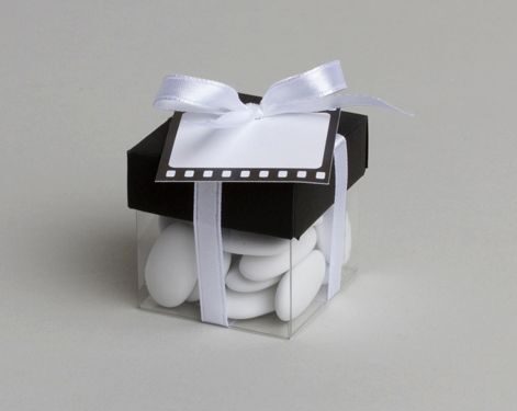 Boite cube à dragées thème cinéma - lot de 10