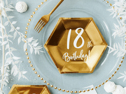 deco anniversaire 18 ans assiette carton or