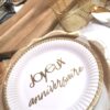 deco de table anniversaire blanc et or
